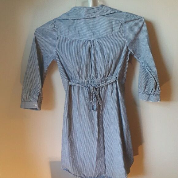 H&M STRIPED 3/4 SLEEVE BUTTONDOWN TUNIC TOP 2 - Picture 6 of 6